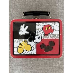 Disney Mickey Mouse Mini Lunch Trinket Toys Metal Box Red White Black yellow